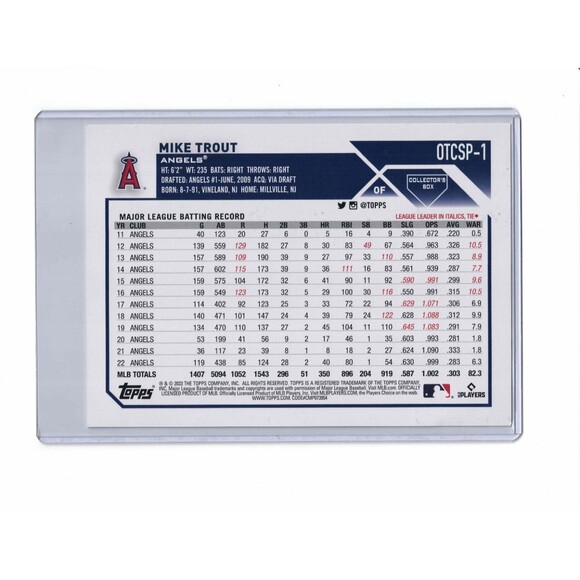 Mike Trout SP 2023 Topps Flagship Collection Variation #OTCSP-1 Oversized Angels - Picture 5 of 6